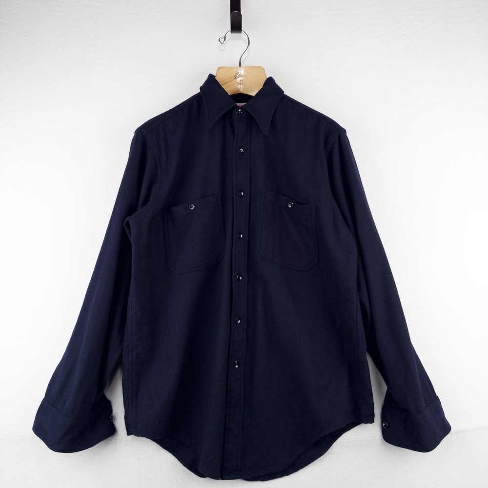 50's Vintage Military Wool Navy Blue Shirt Elbeco Regulation Men's 15.5 Large